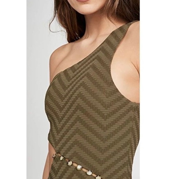 RED Carter Peri Asymmetrical One Piece Swimsuit Size Small Color Safari - Picture 4 of 13